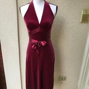 BCBG MAXAZRIA Stretch Velvet Halter Dress